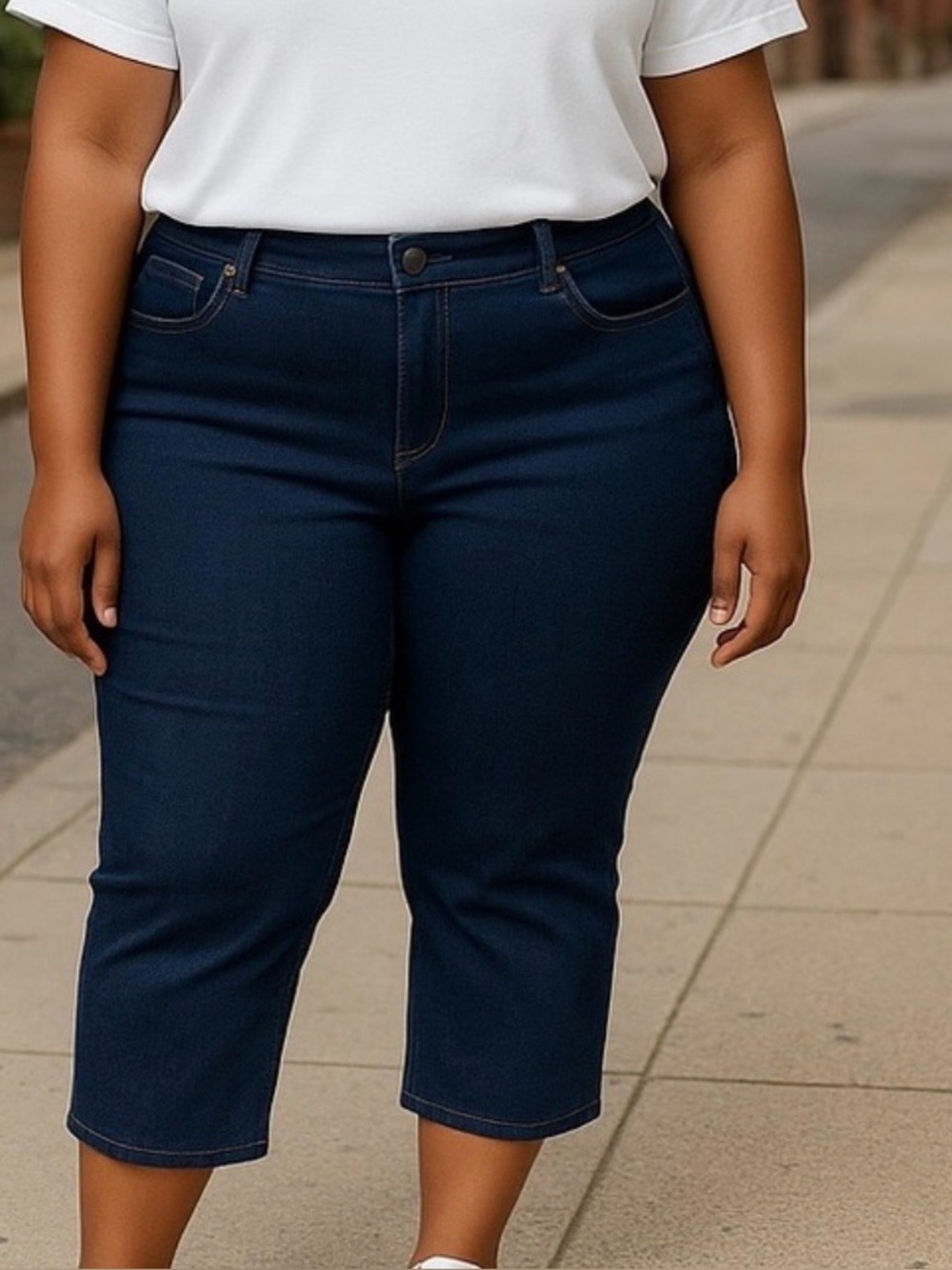 Hydraulic Jeans Capris Blue Denim Curvy Nolita Stretch Zipperless 4 Pocket 22W